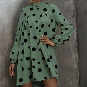 NWT Fashion Nova polka dot long sleeve baby doll dress long sleeve